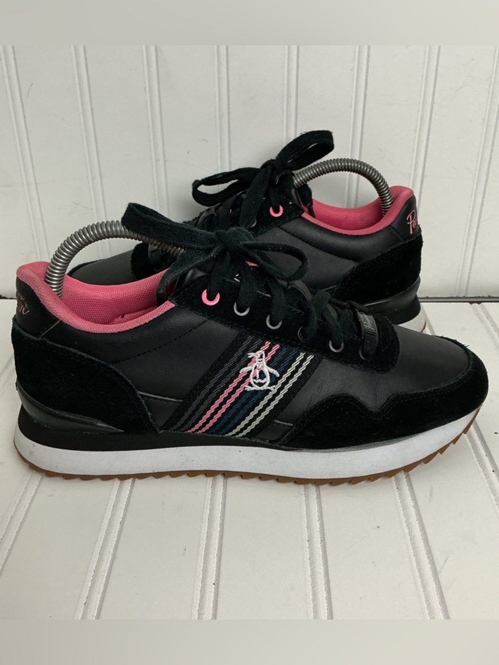 Tenis Original Penguin Margot Women’s Size 8.5 Black/Pink Lace Up Athletic Shoes